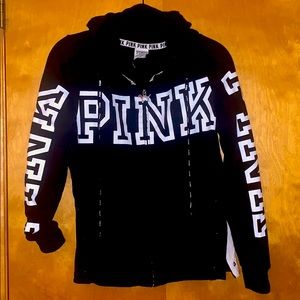 PINK Black zip Up